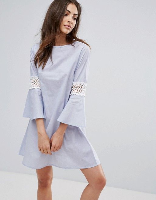 Lace detail bell sleeve airy shift dress ASOS | Fashion Wishlist in