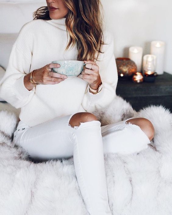 All-White Winter Outfits For Girls