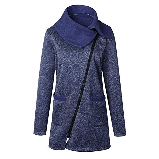 Amazon.com: JESPER Womens Casual Asymmetrical Zip-up Hooded Jacket
