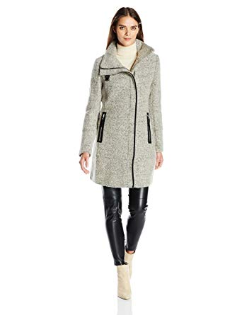 Amazon.com: Calvin Klein Women's Wool Coat with PU Trim and Stand