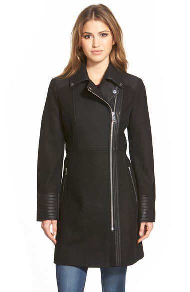 GUESS GUESS Wool Blend Asymmetrical Zip Moto Jacket available at