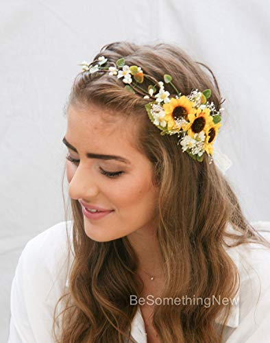 Amazon.com: Sunflower Flower Crown with Green Leaves and Babies