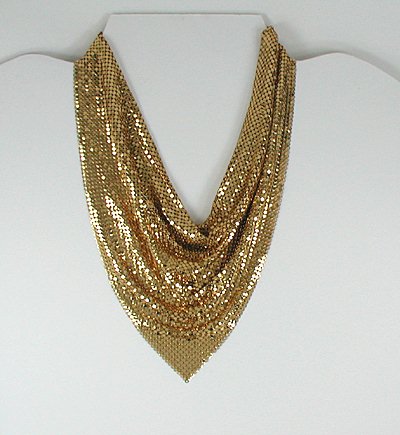Vintage Gold Tone Chain Mail Bandana Necklace