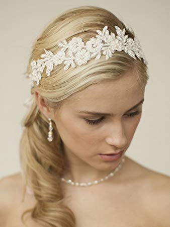 Amazon.com : Mariell Handmade Designer Bridal Headband - Ivory
