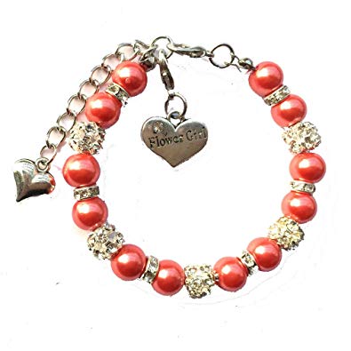 Amazon.com: DOLON Faux Pearl Beaded Flower Girl Charm Bracelet