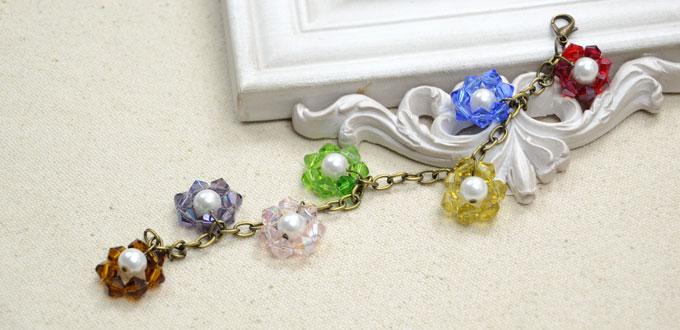 How to Make a Beaded Flower Charm Bracelet with Crystal and Pearl