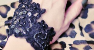 Picture Of diy beaded lace bracelet cuff 5