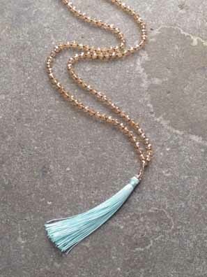 Long Long beaded tassel necklace - Bobbles and Lace