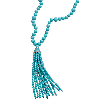 Kenneth Jay Lane Turquoise Beaded Tassel Necklace - Celebrities who