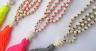 Neon Beaded Tassel Necklace | Etsy