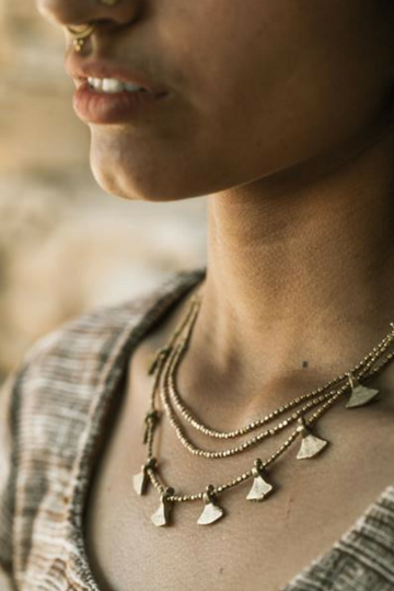 Tribal Brass Beaded Triangles Necklace ~ u2013 Primitive Tribal Craft