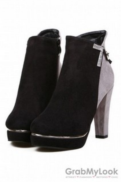 Shoes :: Boots :: Faux Suede Bejeweled Ankle Platforms Boots