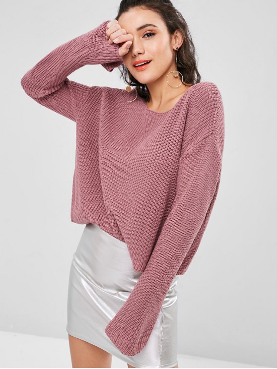 2019 Plain Bell Sleeve Sweater In DULL PURPLE S | ZAFUL