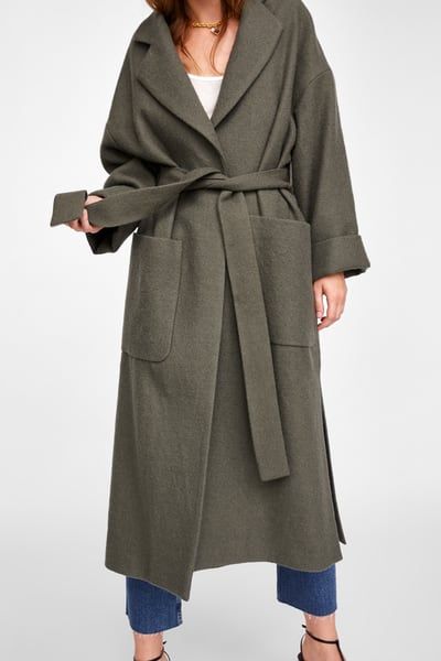 Image 2 of LONG BELTED COAT from Zara | autumn looks | Coat, Belted