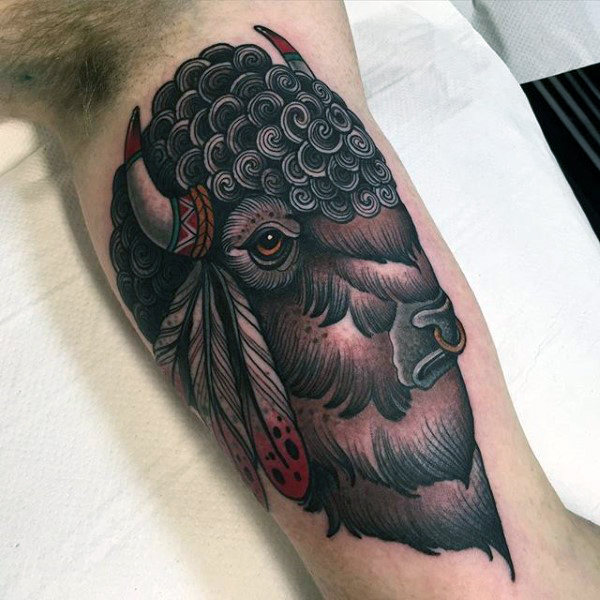 70 Bison Tattoo Designs For Men - Buffalo Ink Ideas