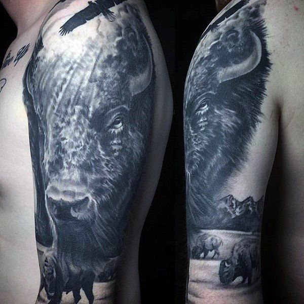 Wow! Gorgeous tattoo art | Tatts | Tattoos, Sleeve tattoos, Bison tattoo