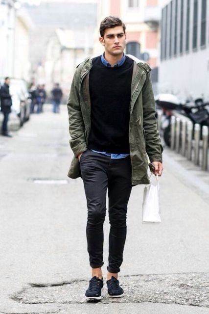 Picture Of black pants outfit for fall or winter