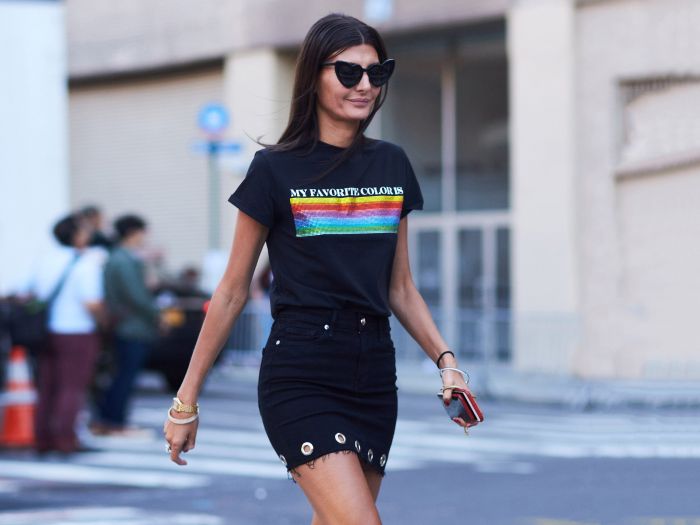 Swap Your Summer Looks for These Black Denim Skirt Outfits | Who