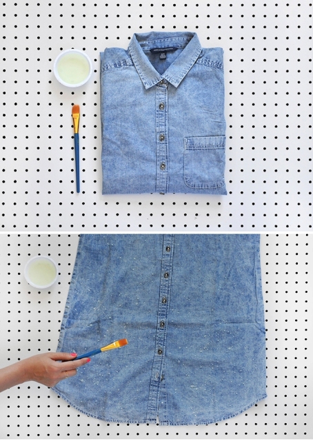 Picture Of Cute DIY Bleach Dyed Chambray Dress 4