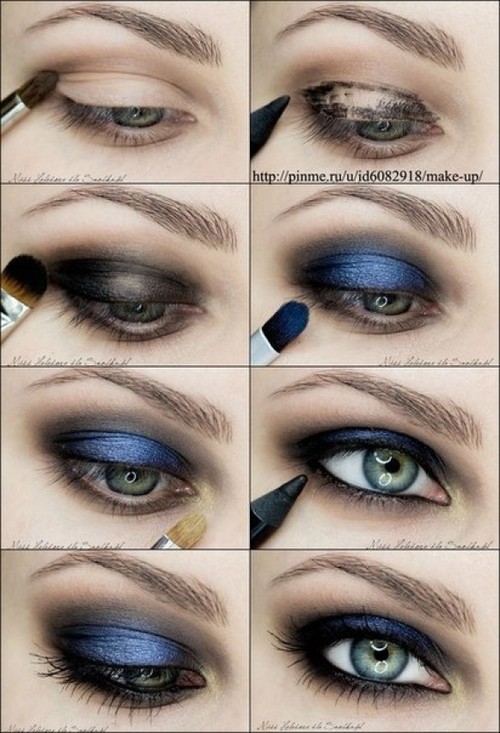 Metallic Blue / Navy Smokey Eye Makeup Photo Tutorial #1754083