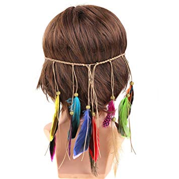 Amazon.com: Whitelotous Boho Chic Feather Headband - Women Girl