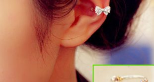 Bow Rhinestone Ear Cuff Ring (Single, No Piercing, Adjustable