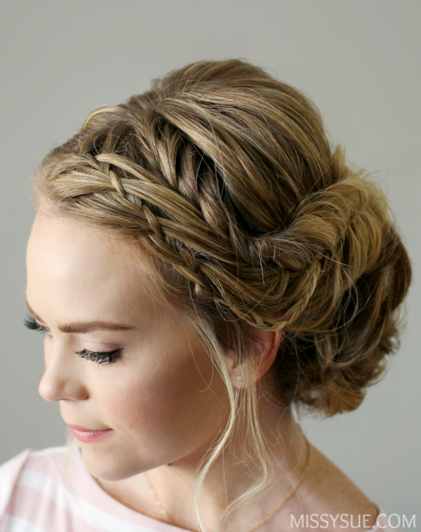 Picture Of sophisticated diy braid embellished updo 2
