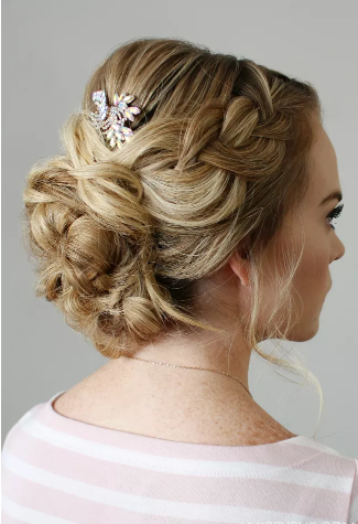 Braid Embellished Updo | Updo Hairstyles | Plaits, Hair, Hair styles