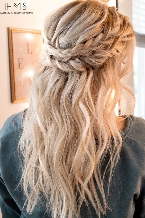 Crown braid with half up half down hairstyle inspiration | hairstyle