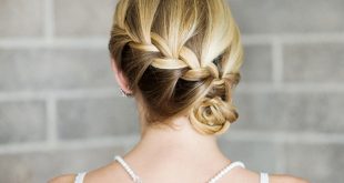 Picture Of lovely diy braided side bun for date nights 3