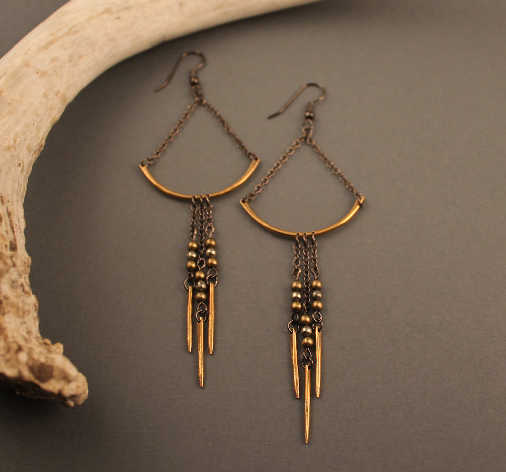 Oracle fringe earrings- brass + pyrite u2014 Crow Jane Jewelry