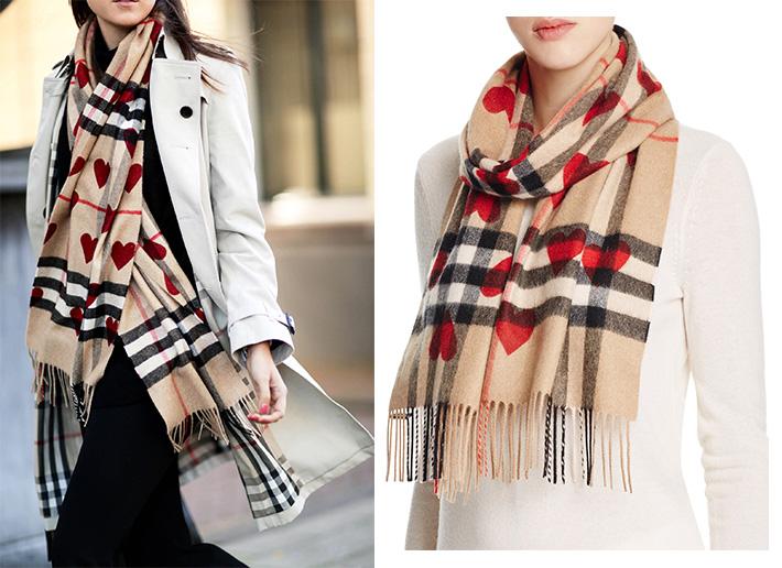 Burberry Classic Cashmere Scarf in Check and Hearts Parade red u2013 LA