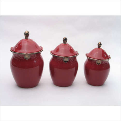 Certified International Regency Burgundy Canisters with Lids (Set of