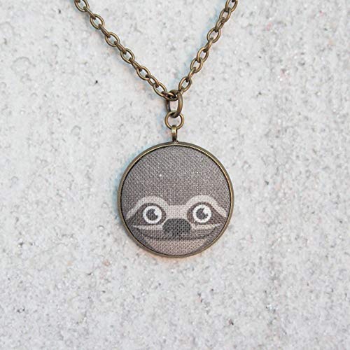 Amazon.com: Sloth Fabric Button Pendant Necklace: Handmade