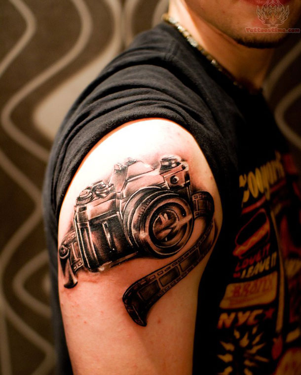 30 Camera Tattoo Images, Pictures And Design Ideas