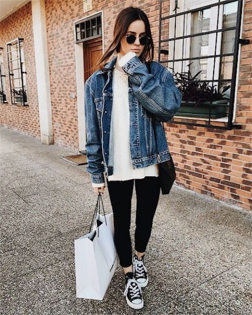 Oversized Denim Jacket with converse- How to style your denim jacket