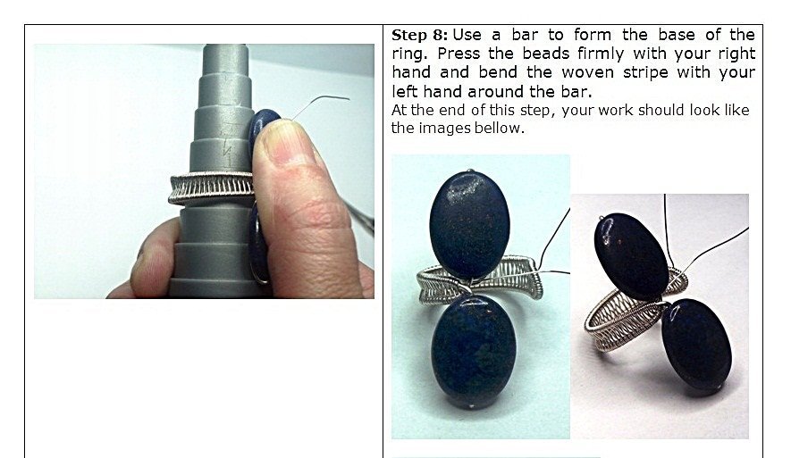 diy pdf Tutorial Wire Woven Ring,casual,lapis lazuli gemstones,wrap