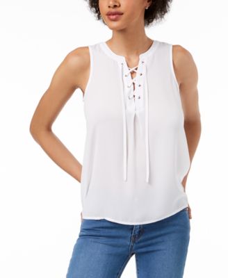 Maison Jules Sleeveless Lace-Up Top, Created for Macy's - Tops