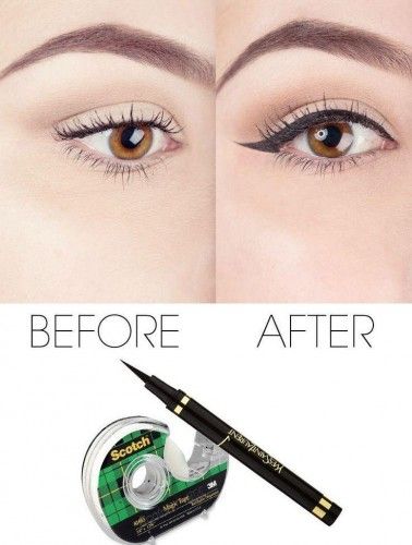 how to do the cat eye makeup with liquid eyeliner and scotch tape