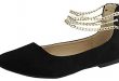 Amazon.com | ANNA Women's Chain Ankle Strap Zip Back Flat Shoe (8.5