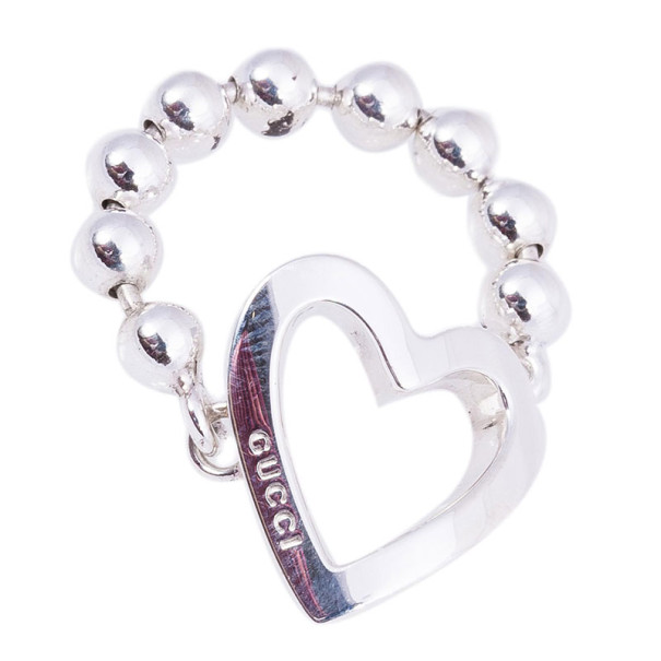 Buy Gucci Silver Heart Chain Ring Size 55 11325 at best price | TLC