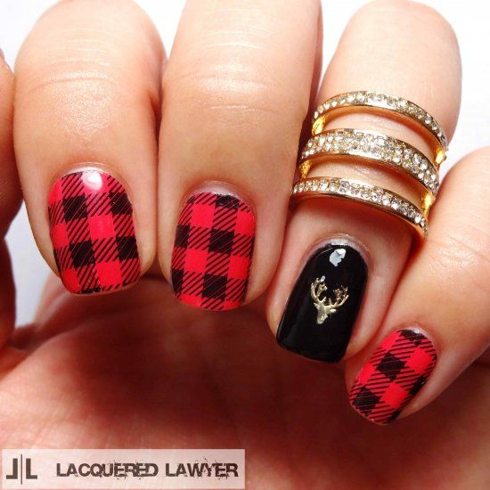 These red flannel nails are perfect for fall. | Nails | Pinterest