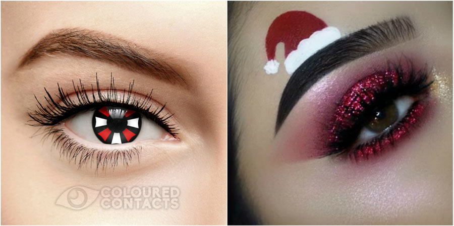 Christmas Makeup Ideas Featuring Coloured Contacts