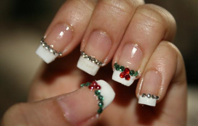 Easy And Best Christmas Nail Art Design ♥ Christmas French Manicure