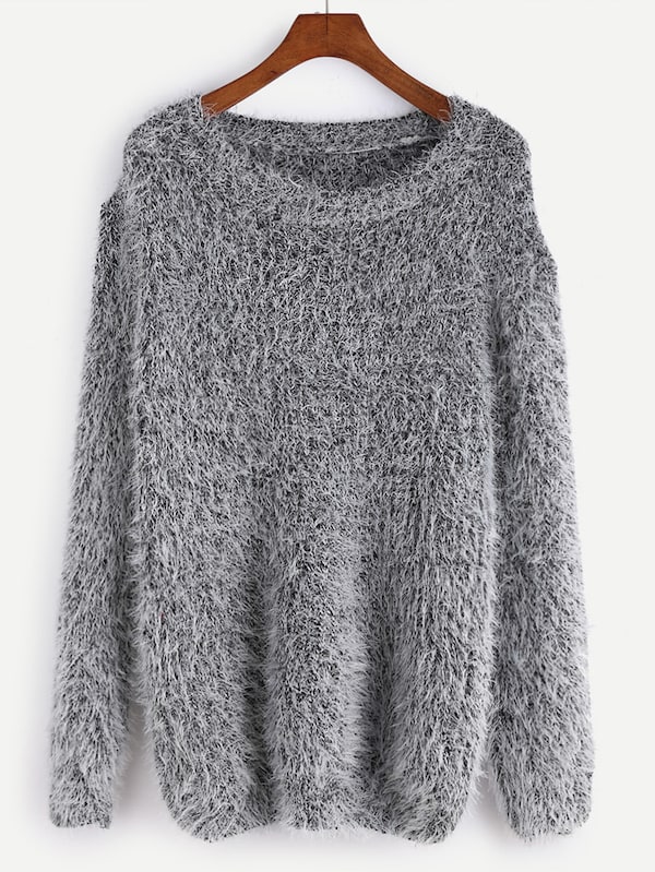 Fuzzy Chunky Knit Sweater -SHEIN(SHEINSIDE)