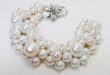 Ivory and White Pearl Cluster Bracelet Chunky Pearl Bracelet | Etsy