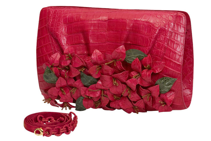 Exquisite Crocodile Flower Clutch In Red From Nancy Gonzalez For