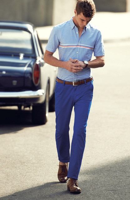 21 Men Outfits With Cobalt Blue Pants To Repeat - Styleoholic