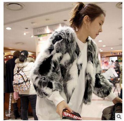 Winter Autumn Womens Mixed Color Fur Jackets Plus Size Short Fur