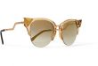 FENDI Cool Embellished cat-eye gold-tone and acetate sunglasses